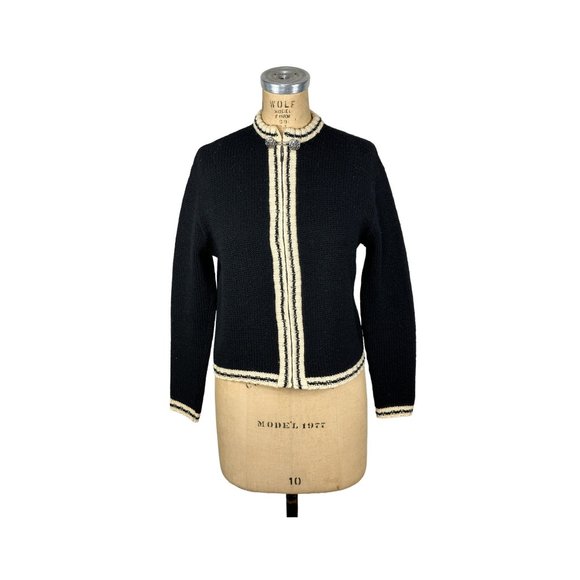 1950s wool sweater Nordic style with zipper by Darlene Knits Size M/L - Picture 1 of 6